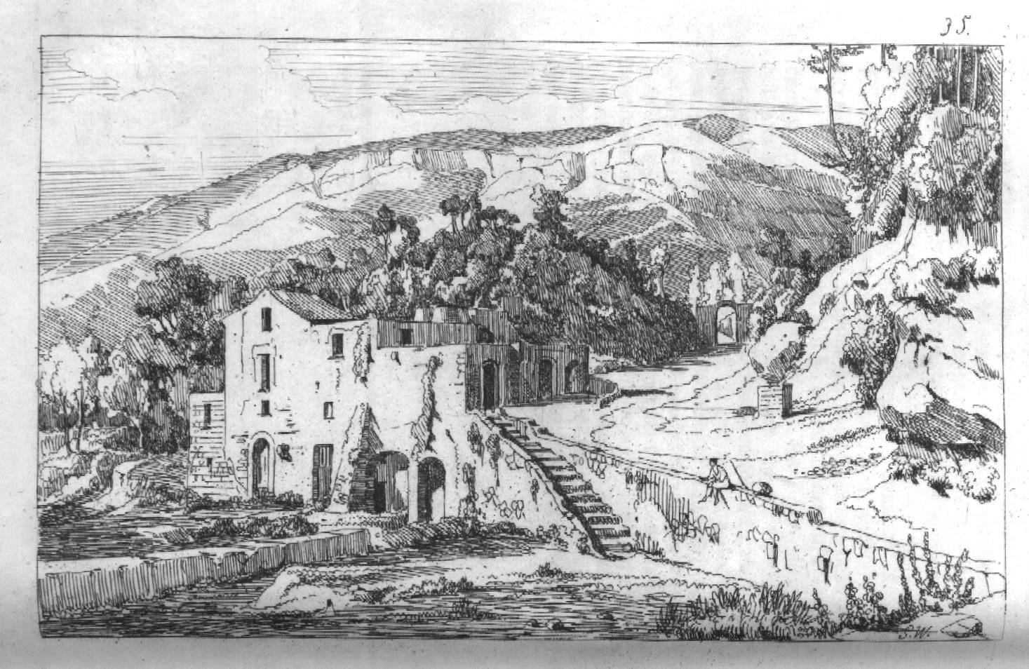 A. Gigante (anno 1845): in secondo piano verso destra si scorge l'antica porta di Scanzano (coll. G. Fontana).