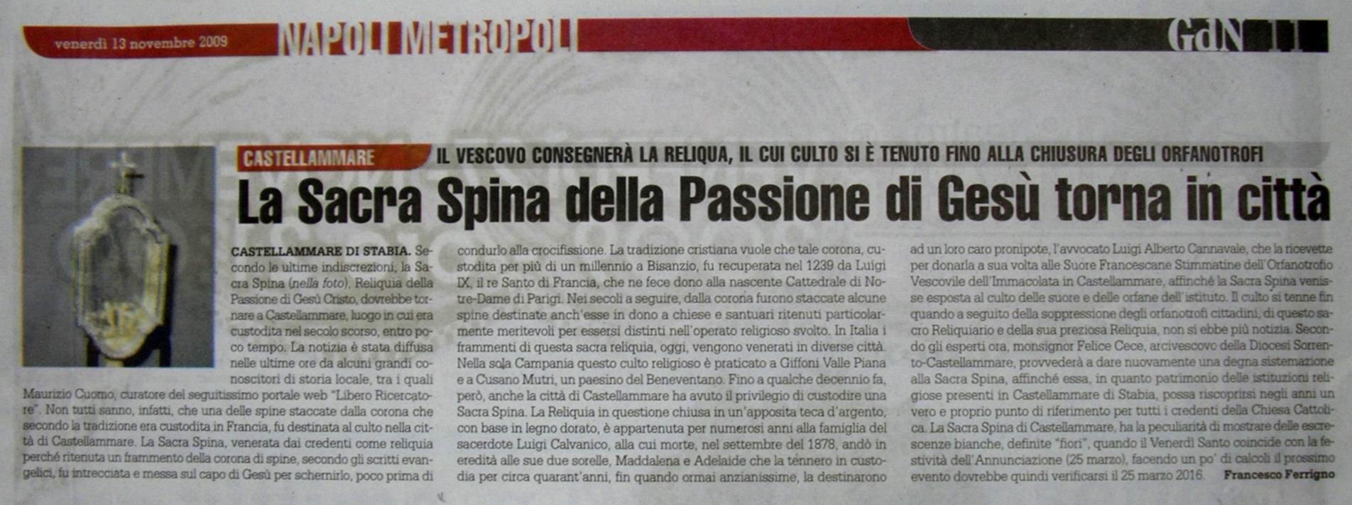 Il Giornale di Napoli – Francesco Ferrigno (13 novembre 2009)