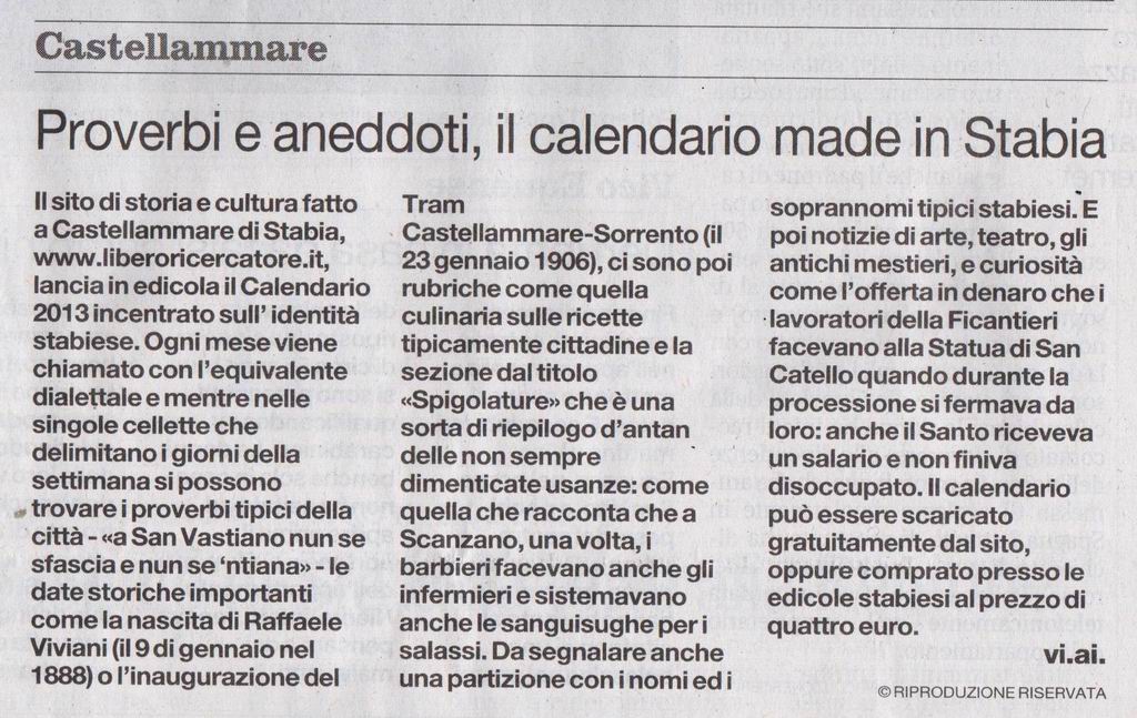 Il Mattino – Vincenzo Aiello (6 gennaio 2013)