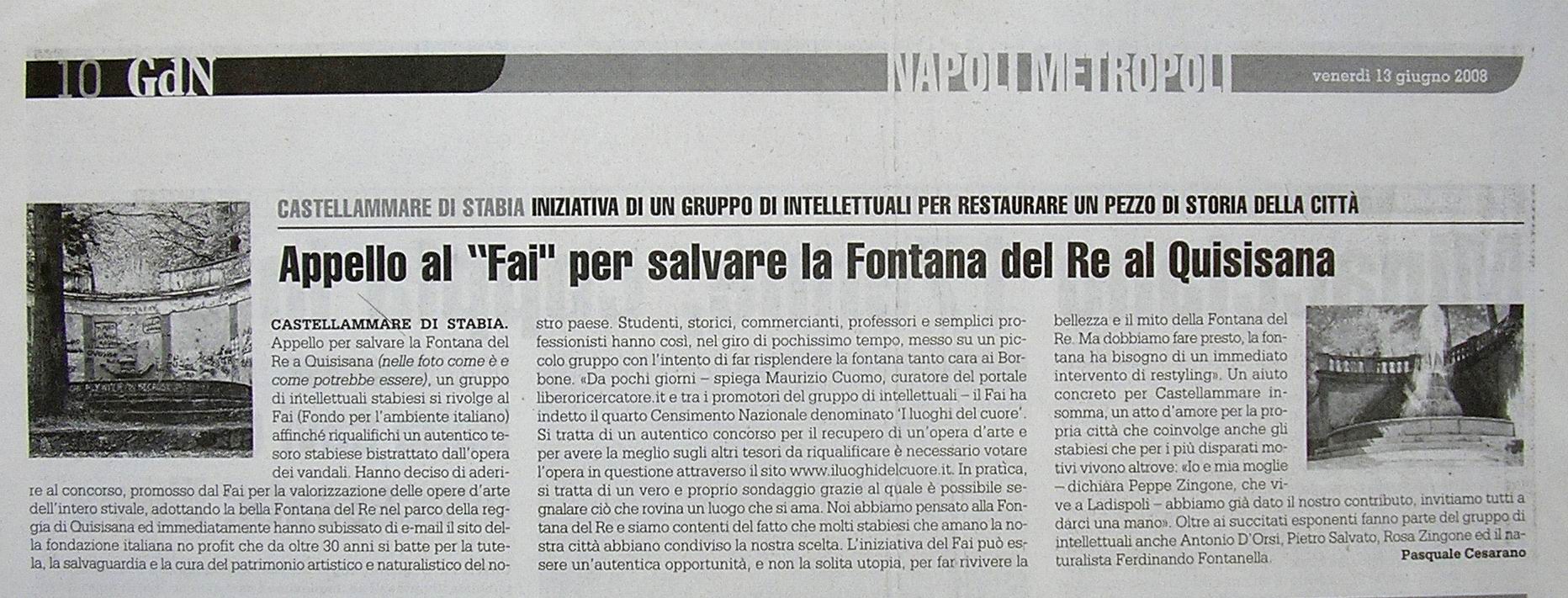 Il Giornale di Napoli – Pasquale Cesarano (13 giugno 2008)