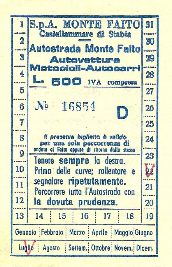 Ticket per Faito (collezione Domenico Cuomo)