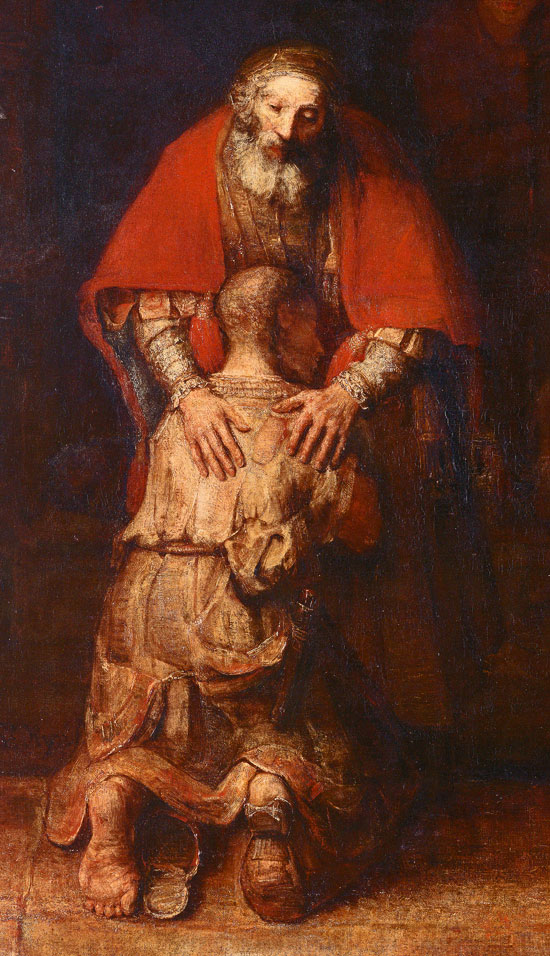 Rembrandt, il Padre Misericordioso, particolare.