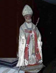San Catello: statua (mis. 120x43x33) in cartapesta, legno e terracotta (occhi in vetro) prima metà del XX sec. - artigianato stabiese.