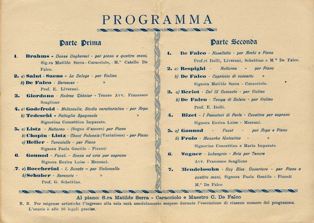 Programma Concerto di beneficenza (anno 1920) 