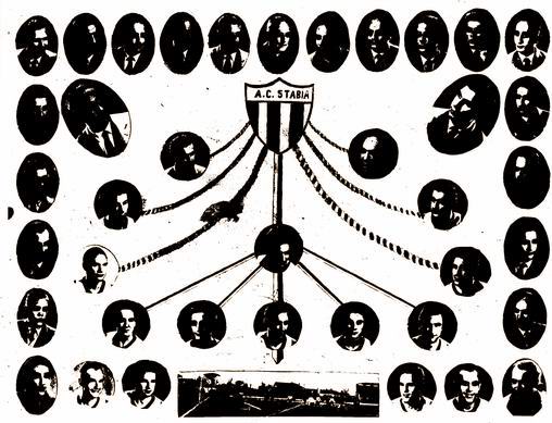 Stabia: squadra e dirigenza (cartolina commemorativa "Mimì Paolercio")