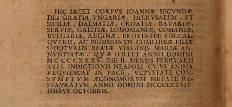 Iscrizione lapide Giovanna II