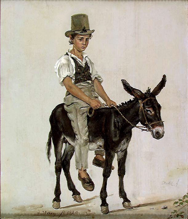 Gutt på esel, 1820, 40,5 x 33,5 cm