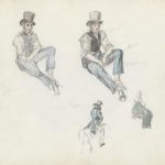 Sittende mann; ridende kvinne og mann, 14-09-1820, 210 x 279 mm