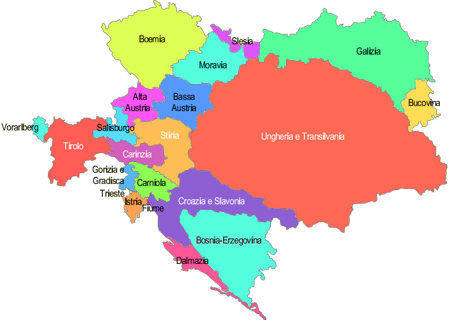 L'insieme dei territori che formarono l'impero Austro Ungarico