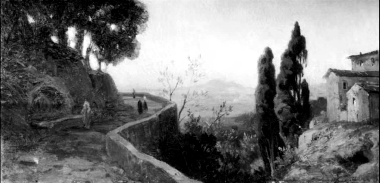 Oswald Achenbach, Paesaggio con Vesuvio