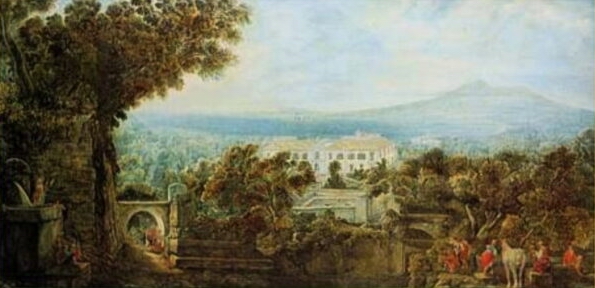Fig.5 Ducros Abraham Louis Rodolphe, Veduta di Villa Acton a Castellammare, 1794, Londra, coll. priv.